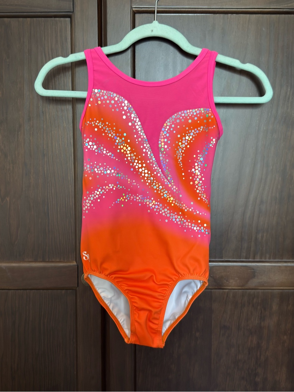 Sylvia P Peaches & Cream Leotard Child 8 Pink Orange Criss Cross